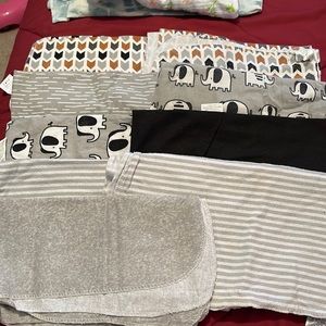 Baby burp cloths and swaddles.
